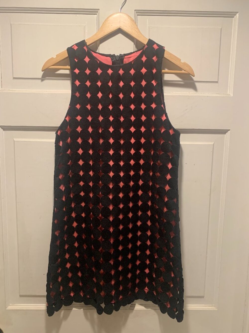 Alice + Olivia~ Pink + Black Polkadot Overlay Dress